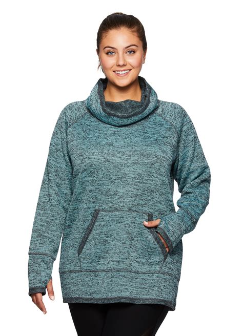 RBX - RBX Active Women's Plus Size Fleece Lined Lightweight Cowl Neck Sweater - Walmart.com ...