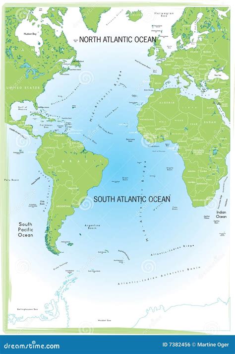 Ocean Atlantic Map. Royalty Free Stock Image - Image: 7382456