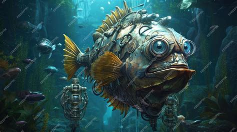 Premium AI Image | Fish metal cyborg Cyberpunk concept