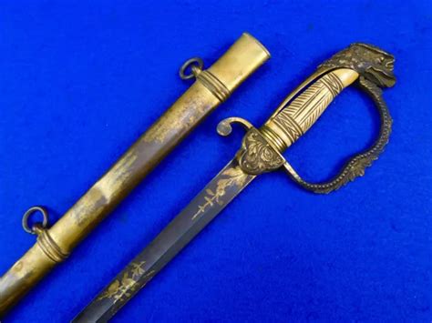 ANTIQUE US CIVIL War Engraved Eagle Head Officer's Sword w/ Scabbard $900.00 - PicClick