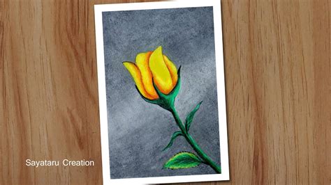 How to draw a rose flower with oil pastels for beginners step by step