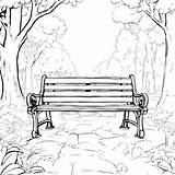 Baixe Banco Cercado Pela Natureza Em Uma Floresta Serena Coloring Pages  sketch template