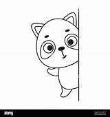 Coloring Page Cute Little Raccoon Peeking around corner Book  sketch template