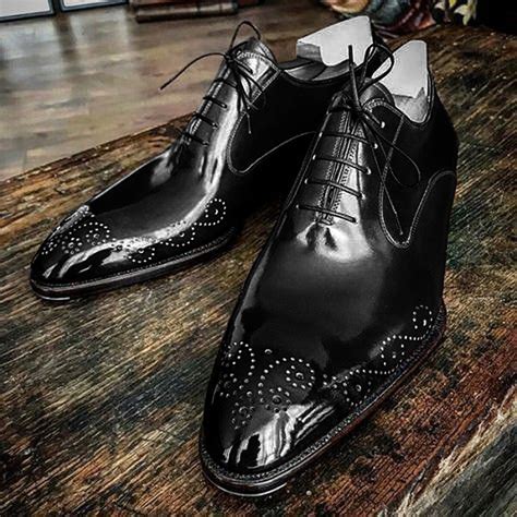 Handmade Men American Luxury Brogues Toe Black Leather Shoes, leather shoes on Storenvy