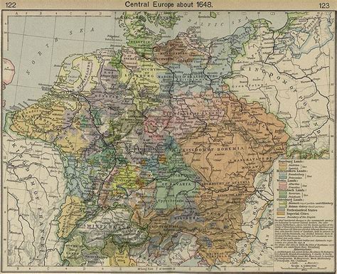 Map of Central Europe and the Holy Roman Empire Around 1648, Towards the End of the Thirty Years ...