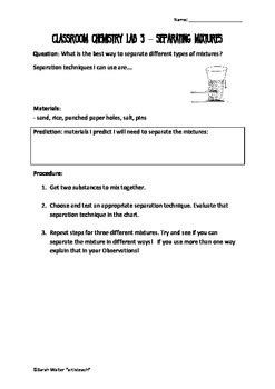 Classroom Chemistry Separating Mixtures Lab by Artisteach | TpT