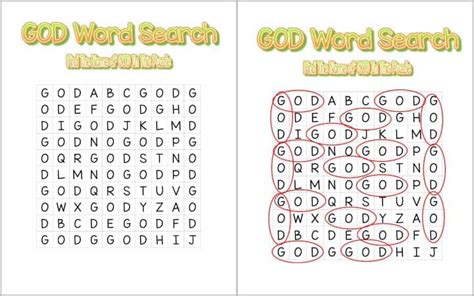 The Word "GOD" Search Puzzle for Preschoolers