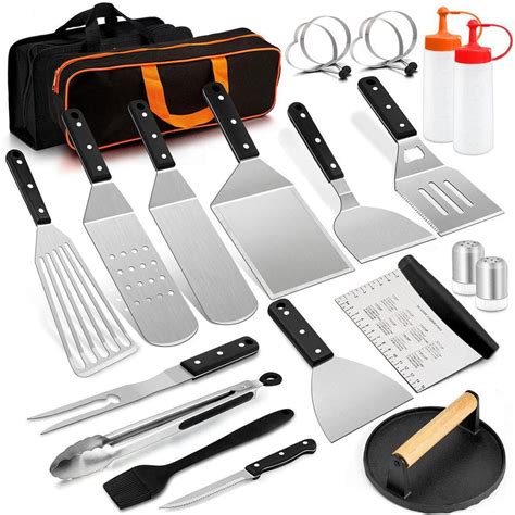 Dyiom Black and White 23-Piece Grill Bag Stainless Steel BBQ Griddle ...