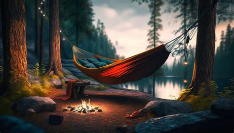 Premium Photo | Hammock or camping on the beach during beautiful sunset or sunrise on the beach ...