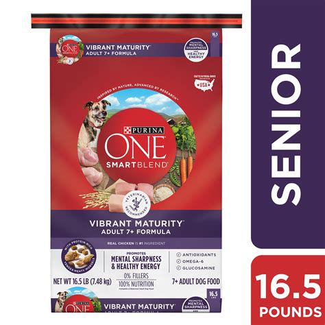 Purina ONE Senior Dry Dog Food, SmartBlend Vibrant Maturity Adult 7+ Formula - 16.5 lb. Bag ...