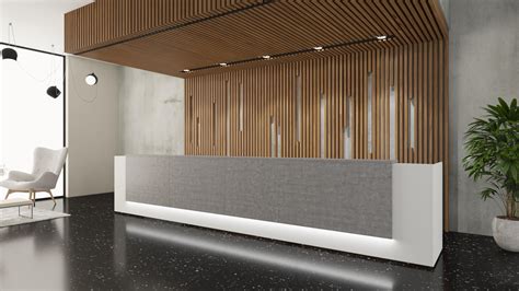 Zenth 4 Multi-Person Wooden Contemporary Reception Desk | Modern Office ...