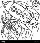 Astronaut Space Rocket Ship Coloring Page For Kids Stock Vector Image  sketch template