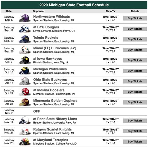 Penn State Football Printable Schedule