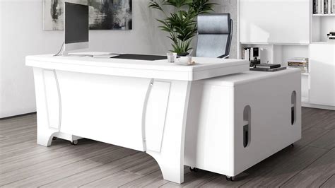 Quincy Desktop M620 - White | White office furniture, White executive ...