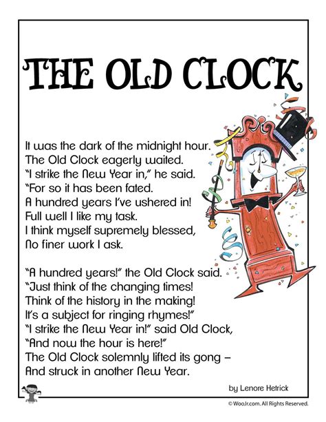 The Old Clock New Years Poem for Kids | Woo! Jr. Kids Activities ...