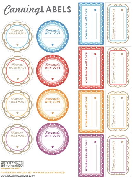 {free printables} Canning Labels For your Homemade Goodies - Botanical PaperWorks