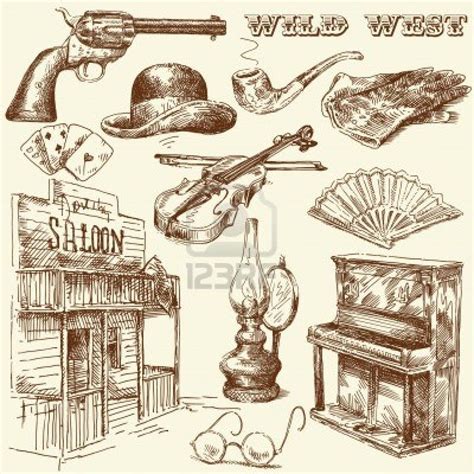 hand drawn wild west collection Stock Photo - 14016684 Western Tattoos ...