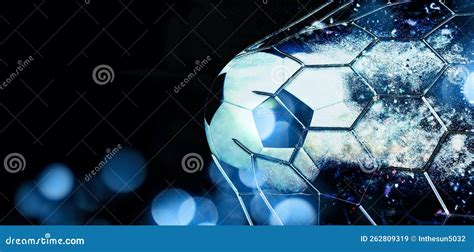 3d Rendering Black and White Patterned Soccer Ball Breaking through the Goal Net Stock ...