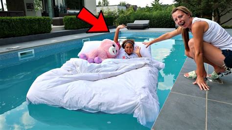 TIANA'S BED IN OUR SWIMMING POOL PRANK (With images) | Couple pranks ...