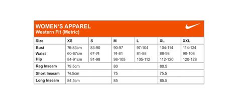 Nike Women Size Chart