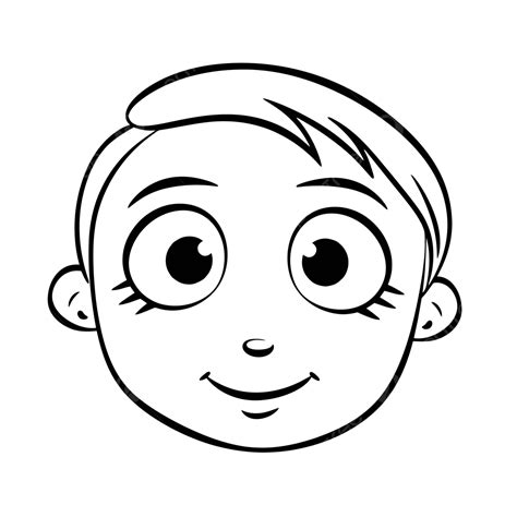 Childs Face Drawing With Eyes Coloring Page Outline Sketch Vector, Simple Face Drawing, Simple ...
