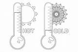 A Detailed Black And White coloring page Featuring Hot Cold  sketch template