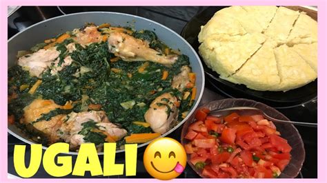 LETS COOK UGALI AND SPINACH MIXED WITH CHICKEN FOR DINNER. UGALI RECIPE ...