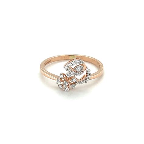 Buy quality Elegant Rose Gold Ring with Diamond Floral Accent in Pune