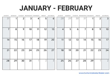 January And February 2024 Calendar Printable - Bamby Carline