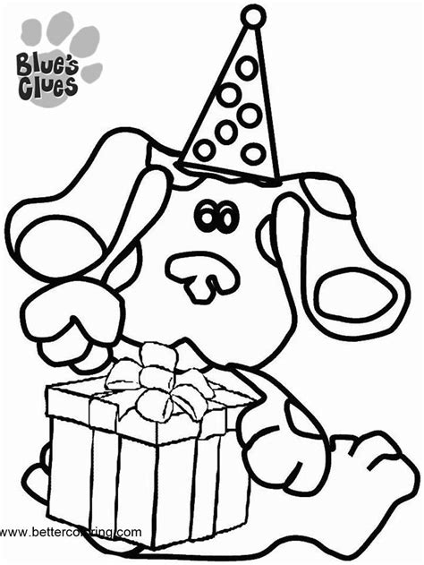 Blue's Clues Coloring Pages Blue with Christmas Hat - Free Printable Coloring Pages