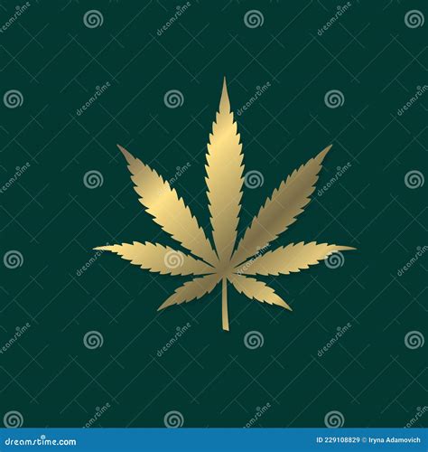 Cannabis Leaf Golden Shape Silhouette Vector Icon. Marijuana Medicine Cannabis Sign Hash, Ganja ...