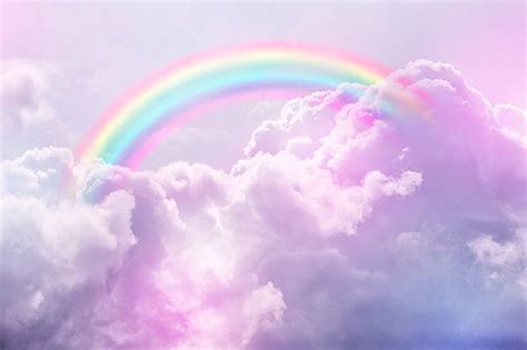 Rainbow Wall Mural Pink Clouds Sky Baby Girl Photo Wallpaper Nursery ...