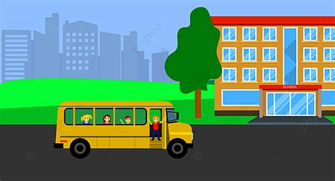 School Bus With Kids Background, Safety, Background, School Illustration Background And ...