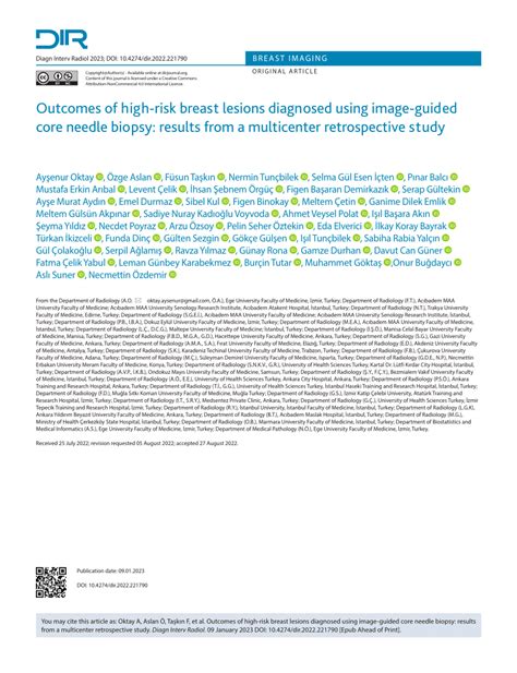 (PDF) Outcomes of high-risk breast lesions diagnosed using image-guided core needle biopsy ...