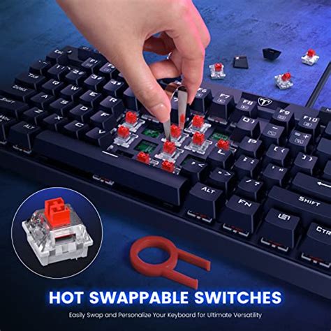 RisoPhy Pro Wired Mechanical Gaming Keyboard, Hot Swappable Red Switches Mechanical Keyboard ...