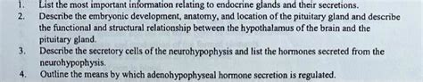 SOLVED: List the most important information relating to endocrine glands and their secretions ...