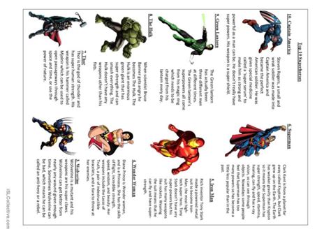 Top 10 Superheroes reading for detai…: English ESL worksheets pdf & doc