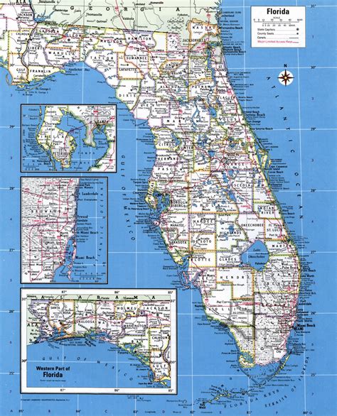 Large detailed administrative map of Florida state with major cities | Vidiani.com | Maps of all ...