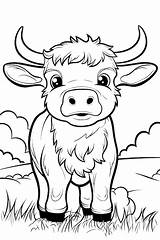 Premium Vector  Cute Baby Buffalo Coloring Page sketch template