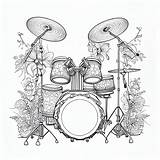 12 Pack Stress Relief Coloring Pages Drum Set Digital Print Filigree  sketch template
