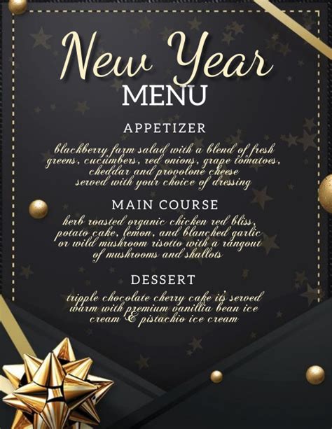 NEW YEARS DAY DINNER menu TEMPLATE | PosterMyWall