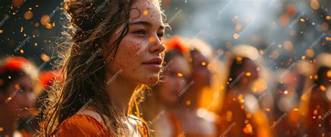 Premium Photo | People Dressed Orange Celebrate Kings Day HD Background ...