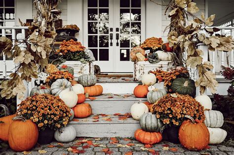 Colorful Farmhouse Fall Porch Steps - Liz Marie Blog