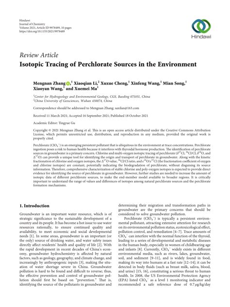 (PDF) Isotopic Tracing of Perchlorate Sources in the Environment