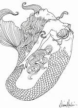 Mermaid Printable Coloring Sheet sketch template