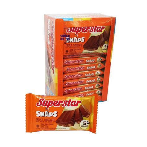 Jual BOX Superstar SNAPS Triple Choco Wafer Breaks 12pcs X 28gr | Shopee Indonesia