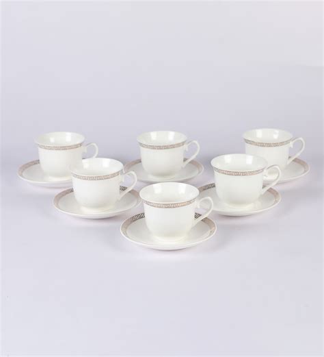 Buy 200 ML White Bone China Cups & Saucers Set of 6 by Ceradeco Online - Cups & Saucers - TEST ...