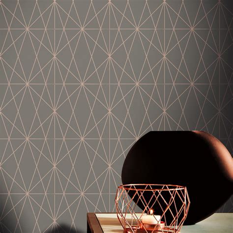 ARTHOUSE WEB GEO GREY / COPPER WALLPAPER 901702 - METALLIC HIGHLIGHTS | eBay