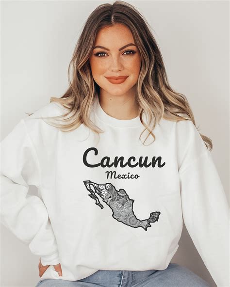 Cancun Mexico Sweatshirt Mexico Map Tropical Vacation - Etsy