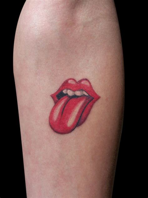 Simple rolling stones logo tattoo